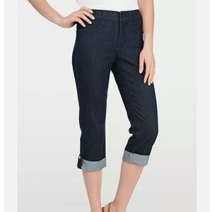 NYDJ Lyris Dark Wash High Rise Rolled Cuff Crop Jeans